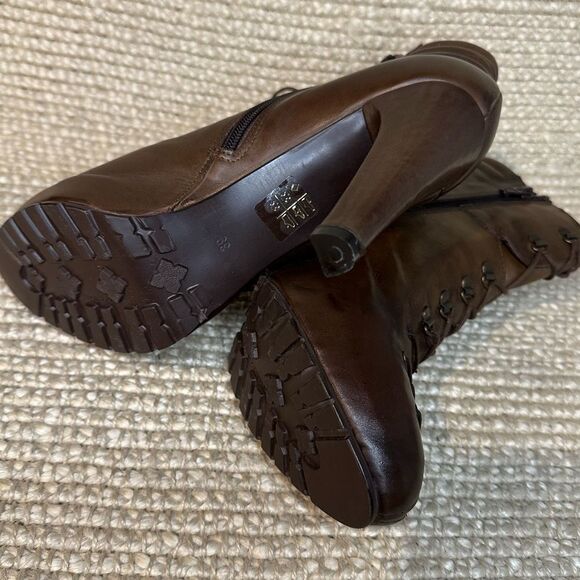 NWT Evado high heel leather lace up boots sz 39 - Picture 9 of 13